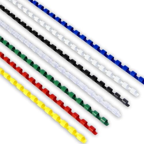 Image of RAYSON Plastic Binding Combs, 20 Sheets, 6mm, Colourful, 21 Rings, A4, Box of 100