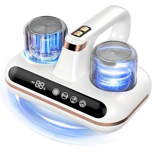 Image of Vxoyo Mattress Vacuum Cleaner, 4 in 1 Cordless Mattress Vacuum Cleaner With UV Light & LED Screen, Double-Cup, Ultrasound, Strong Suction Anti Dust Mite handheld vacuum cleaner for Bed, Sofa, Pillows