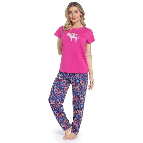 Image of Undercover Ladies Zebra -Fushia Navy Print Pyjama LN445 Set 16-18 Uk Size