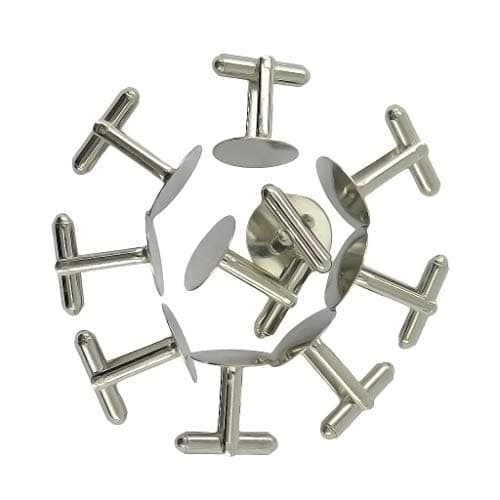 Image of Yitaocity 10Pcs 15mm Silver Round Blank Setting Base Pad for Cuff Links Cufflinks DIY Making