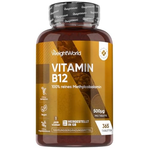Image of Vitamin B12 Tablets - 365 Tablets - 1 Year Supply - 1 a Day - 500mcg - Easy to Swallow & Small in Size (6mm) - Bioavailable Methylcobalamin Form - Vegan Vitamin B12 Supplement for Men & Women