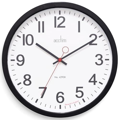 Image of Acctim Kempston Wall Clock Metal Energy Efficient Movement Glass Lens 35cm (Black)
