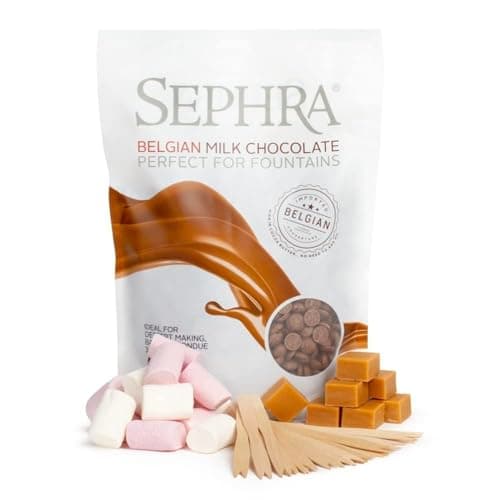 Image of Sephra Chocolate Fountain Fondue Pack (Small – for Approx 10 People) – Includes Sephra Belgian Couverture Fountain Ready Chocolate, Skewers, Halal Marshmallows and Fudge (Fondue for 10)