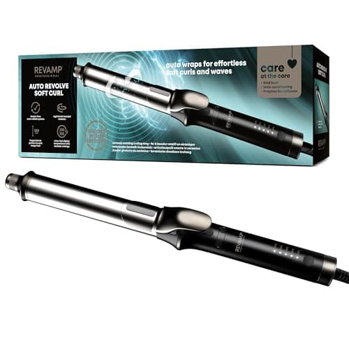 Image of REVAMP Auto Revolve Soft Curl - Hair Curler Automatic Rotating - Curling Iron Tong with Extra-Long Ceramic Barrel for Long Hair-Lengths, Tangle Free Automatic Hair Curler, Left & Right Hand Rotation