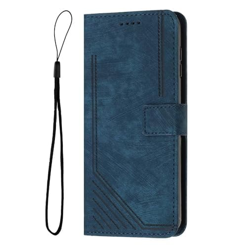 Image of FMPCUON Wallet Case for Motorola Moto E32 4G/E32S,Vintage Leather Book Case with Card Holder Kickstand Magnetic Closure Flip Case Cover for Motorola Moto E32 4G/E32S - Blue