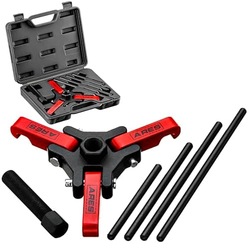 Image of ARES 71002 - Harmonic Balancer Puller Set - Remove Damper Pulleys in Tight Engine Compartments Without Removing The Radiator - Storage Case Included