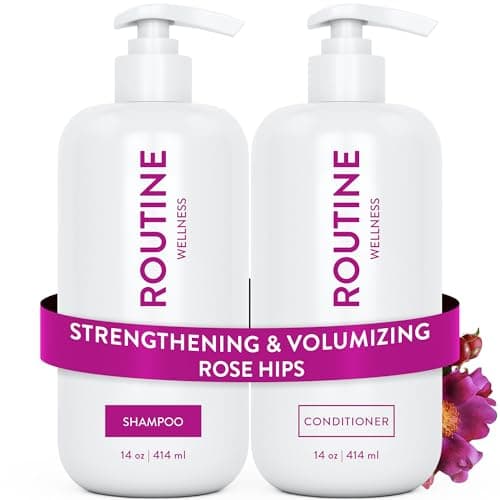 Image of Routine Wellness Shampoo & Conditioner Set - Strengthening & Volumizing for Thinning Hair - Promotes Full, Voluminous, Healthy Hair - Rose Hips (Pack of 2)