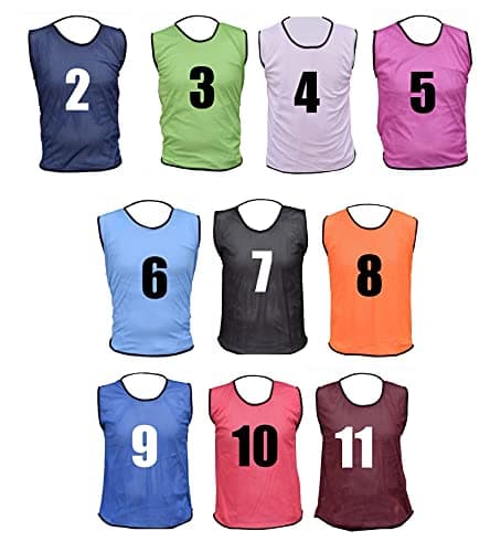 Image of PROSTYLE SPORTS 10 MESH BIBS FOOTBALL TRAINING SPORTS BIBS NUMBERED 2-11 (Amber Back Only, Adult Men's Large-XL)