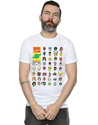 Image of Marvel Men's Marvel Comics Heads Cover T-Shirt White XXXX-Large