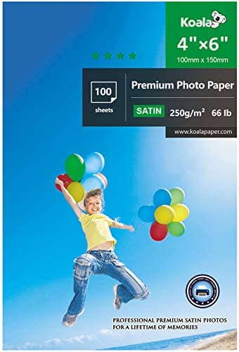 Image of KOALA Inkjet Satin/Oyster Photo Paper 6x4 inch 15x10 cm 250gsm 100 Sheets with Premium Satin Advanced Resin Coated for Canon Hp Epson Inkjet Printer