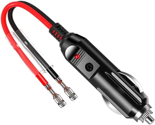 Image of Cigarette Lighter Plug 12V Fused Replacement Cigarette Lighter Male Plug Adapter with Leads & LED Light & Extension Cable, 16AWG Extension Cable with 15A Fuse (1)