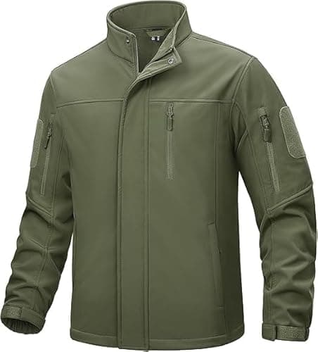 Image of TACVASEN Outdoor Jacket Mens Waterproof Military Jacket Fleece Airsoft Jacket Tactical Fleece Winter Jacket Waterproof Army Green