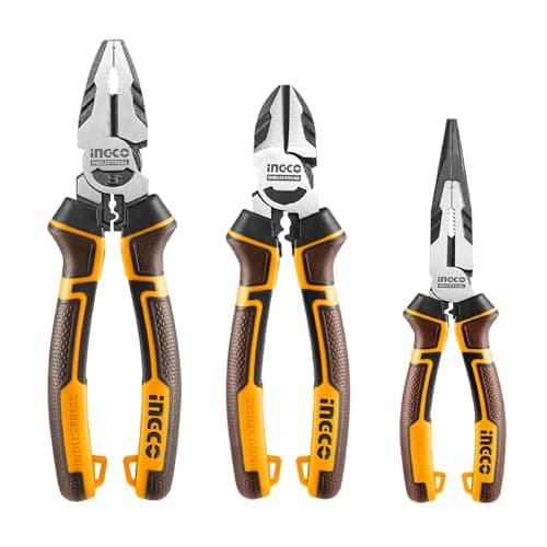 Image of INGCO 3Pcs Pliers Set High Leverage, 8" Combination Pliers 7" Diagonal Cutting Plier 6" Long Nose Plier HKHLPS2831
