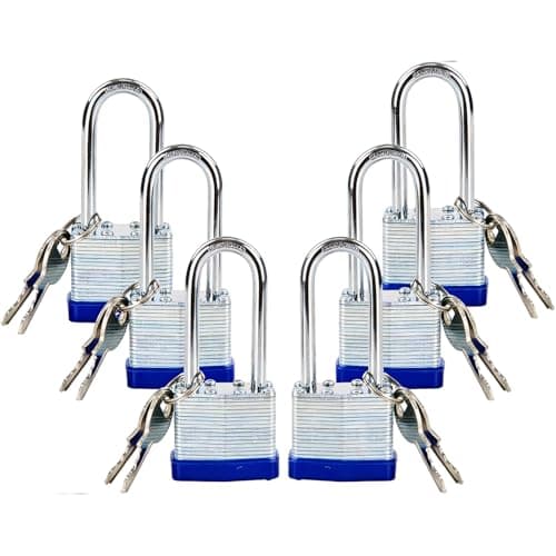 Image of SEPOX® 6Pack Heavy Duty Padlock Keyed Alike, 40MM Laminated Steel Lock Body, 60MM Extra Long Shackle, Ideal for Gym Locker, Sheds, Gate, Warehouse, Hasp (6 Locks with Same Keys)