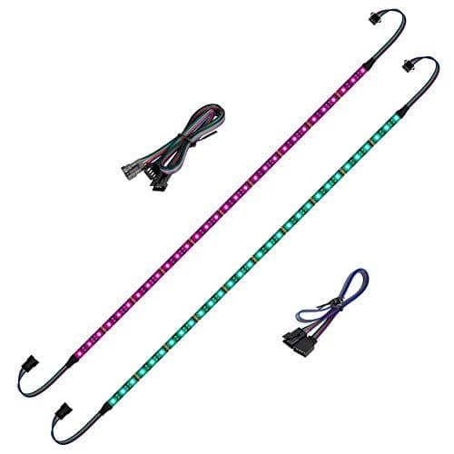 Image of BTF-Lighting LED PC Light Strip 2PCs 19in for 12V 4-Pin RGB5050 LED Headers - ASUS Aura Sync, Gigabyte RGB Fusion, MSI Mystic Light