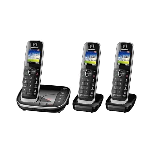 Image of Panasonic KX-TGJ423EB Landline Phone Cordless, House phones, Automated Call Blocker, Answer machine, Colour Display, Triple Handset - Black
