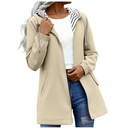 Image of OVARA Womens Waterproof Jackets Lightweight Hooded Long Rain Coat Rain Jacket Ladies Functional Windbreaker Jacket Softshell Plus Size Breathable Outdoor Trench Coats