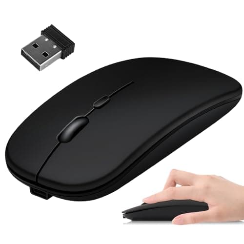 Image of JCSJK Wireless Mouse, Bluetooth & 2.4GHz with USB Receiver, 800-1600 DPI Optical Tracking, Rechargeable Slim Silent Cordless Mouse, Long Battery Life Mice for Mac Laptop PC Computer