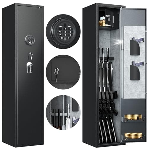 Image of SUPEER Home Rifle and Pistols Gun Safe with LED Light and Alarm System,Digital Keypad Lock,Quick Access 4-5 Rifle and 2 Pistol, Removable Shelf
