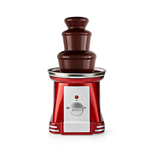 Image of Ex-Pro Chocolate Fountain, Retro 3 Tier Table Top Machine with 500ml Capacity, Heat & Motor Settings, 90W - Red/White