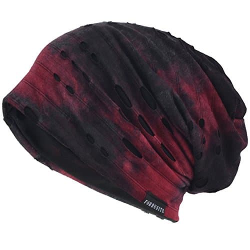 Image of VECRY Mens Jersey Slouch Beanie Summer Skullcap (B-Claret, Thin Cool)