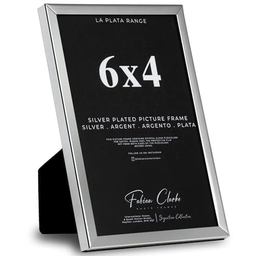 Image of Silver Photo Frame Picture Frame Plain Metal Polished Silver Finish and Tarnish Protected for Wedding Picture or Family Photos (6x4)