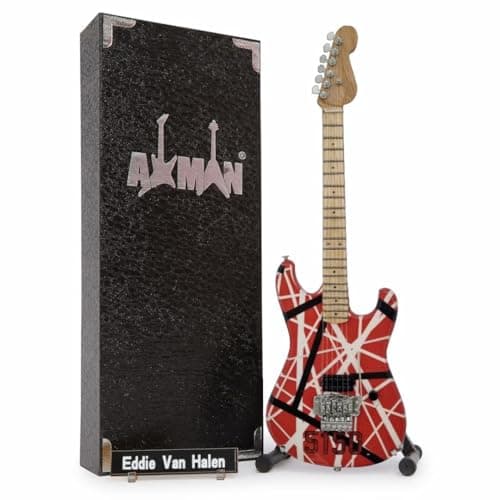 Image of Eddie Van Halen - Miniature Guitar Replica - Music Gifts - Handmade Ornamental 1/4 Scale - Includes a Display Box, Name Tag and Miniature Guitar Stand