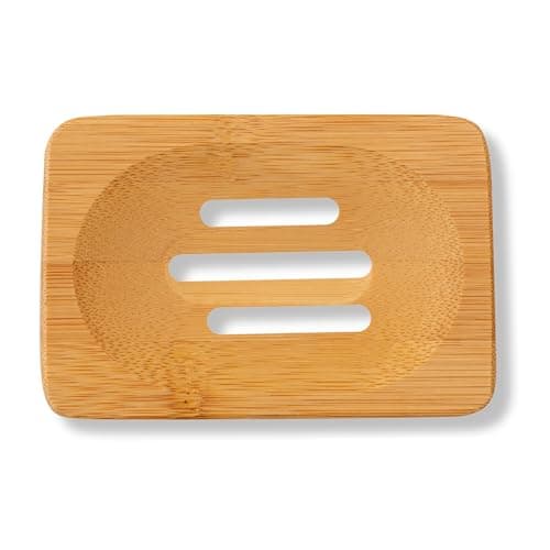 Image of Eco Bath London Bamboo Rectangle Soap Dish - Natural Wooden Soap Dish Holder for Bathroom, Eco-Friendly Bar Soap Holder