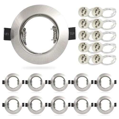 Image of HiBay 10x Recessed Spot Ceiling Lights LED Downlights GU10 Brushed Chrome Downlight Round Recessed Lighting Indoor 240V, 78mm Outer Diameter, 65-68mm Cut-Out Holes, Without Bulb