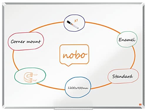 Image of Nobo Premium Plus Enamel Magnetic Whiteboard – 1200x900mm, Aluminium Trim, EU Ecolabel Certified, 1915145