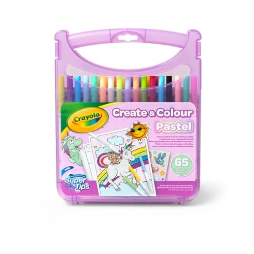 Image of CRAYOLA Super Tips Coloring Art Case with Coloring Pages, Kids Gift, 65+ Pieces, Packaging May Vary