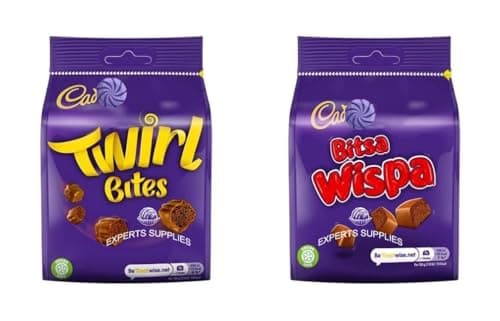 Image of Sweet Treat - Cad Twirl Bites & Bitsa Wispa Chocolate Bag 100g Pack Of 2, Perfect for Gifting and sharing Treat For Everyone