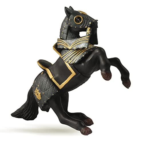 Image of Papo - Realistic Black Armored Horse Figure - Ages 3+ - Fantasy & Medieval Collection - Creative Play Knights World - Gift Idea Toy for Girls and Boys