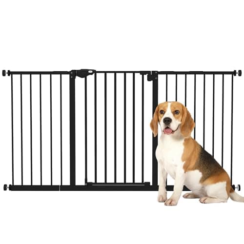 Image of PawHut Dog Gate Stair Gate Pressure Fit Pets Barrier Auto Close for Doorway Hallway, 74-148cm Wide Adjustable, Black