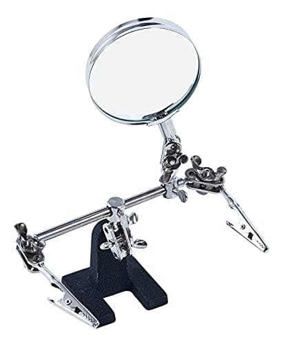 Image of Amtech 60 mm Helping Hand Magnifying Glass with Clips & Adjustable Arms, Ideal for Soldering, Models and Jewellery Work