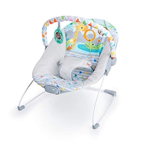 Image of Bright Starts Safari Fun - Vibrating Bouncer with Toy bar