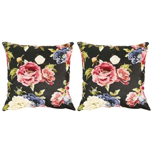 Image of Homxi 2 Pack Cushion Covers 18x18 Inch,Rose Cushion Covers Garden Floral Sofa Pillowcases Double Sided Print Waterproof Flower Pillowcases Decorative