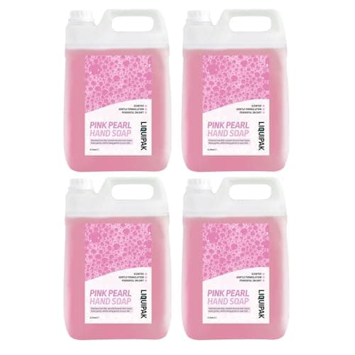 Image of Liquipak - Pink Hand Wash, Liquid Soap 4x5L | Pearlised Hand Soap Refill, Smooth, Gentle on the skin - For Washrooms, Hotels, Factories, Office, Private homes 4x5L