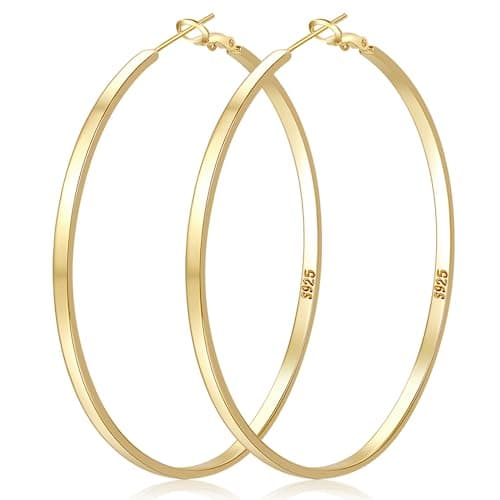 Image of LOUMILEO Large Gold Hoop Earrings for Women 14K Gold Plated Hoop Earrings Hypoallergenic Big Gold Hoop Earrings Lightweight Thin Gold Hoop Earrings for Women (EH-1495 50mm-G)