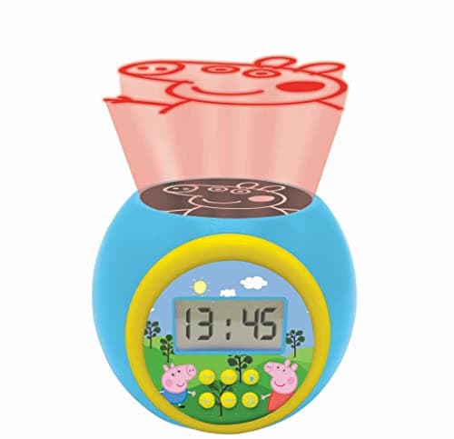 Image of LEXIBOOK Projector Alarm Clock Peppa Pig with snooze function and alarm function, Night light with timer, LCD screen, battery operated, Blue/yellow, RL977PP
