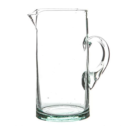 Image of Nicola Spring Jebel Recycled Glass Jug - 1L - Clear - Sustainable Hand-Blown Moroccan Glass Pitcher Carafe for Water, Juices, Cocktails, Home, Bar, Eco-Friendly Gift