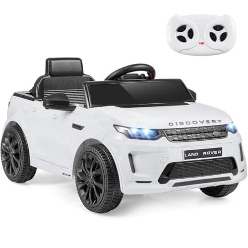 Image of COSTWAY 12V Ride on Car, Licensed Land Rover Discovery Electric Toy Vehicle with Remote Control, LED Lights, Music & Horn, Soft Start Kids Ride on Cars for Boys Girls (White)