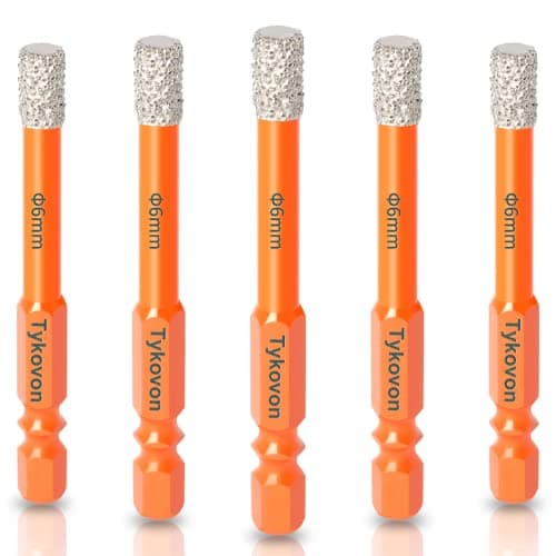 Image of 5 Pcs 6mm Diamond Drill Bits, Porcelain Tile Drill Bit, Hex Shank Diamond Dry Drill Bits Sets for Granite, Ceramic, Marble, Tile Stone, Glass, Hard Materials