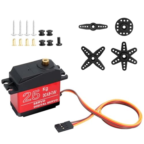 Image of 25KG Servo Motor Binghe 25KG Digital Servo Motor RC Servo ServoMotor Metal Gears with 25T Dual Lock Metal Servo RC Servo 180°for RC Car/RC Helicopter/Airplane Compatible with Ar-duino Robotic Arm
