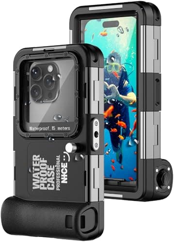 Image of Hllhunkhe Diving Waterproof Phone Case - Underwater Phone Case for iPhone 17 16 15 14 13 12 11 Pro Max/XS/X, Upgrade Universal Snorkeling Photo & Video Outdoor Swimming Surfing Black