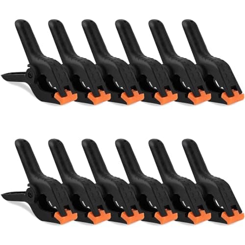 Image of 12 Pieces 4 Inch Nylon Spring Clamps Heavy Duty Spring Clips Clamps Plastic Heavy Duty Spring Clips Strong Grip Clips Backdrop Clamps for Crafts, Woodworking, Photography Studios, Outdoor