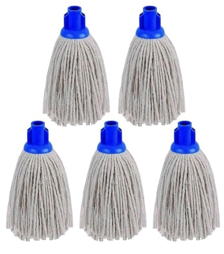 Image of SK COOKWARE – Mop Head Replacement - Pack of 2 Blue Screw In - Traditional Cotton Yarn String Mop, Universal Fitting Socket, Wet and Dry Floor Cleaner