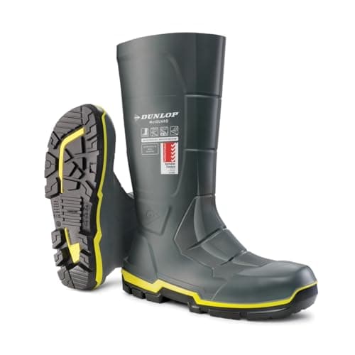 Image of DUNLOP Acifort MetGUARD - Unisex Knee High Full Safety Waterproof Industrial Work Boots, Grey, Chemical and Slip Resistant PVC Wellies with Protective Toecap for Outdoor and Construction - EU44, UK10