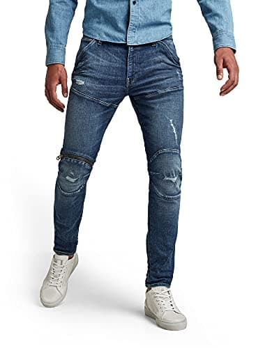 Image of G-STAR RAW Men's 5620 3D Zip Knee Skinny Jeans, Blue (faded ripped baltic sea D01252-C051-C668), 33W / 32L