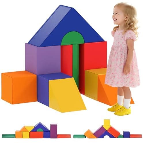 Image of HOMCOM 11-Piece Soft Play Equipment for Toddlers, Kids Soft Play Set, Foam Blocks for Climbing, Crawling, Ages 1-3 Years, Multicoloured